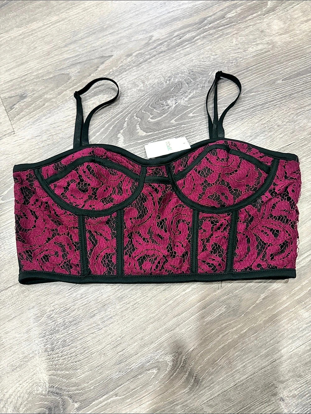 Floral Bustier in Pink & Black Like New, LACE CORSET